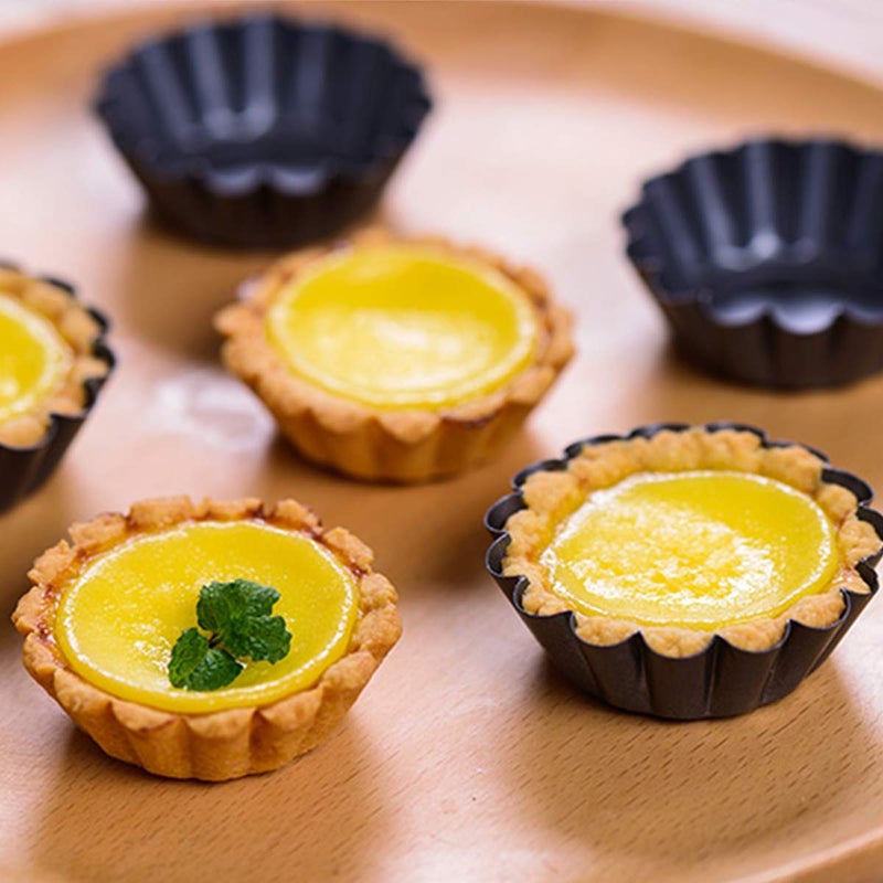 Amytalk 12 Packs Egg Tart Mold, Size 2.6 x 0.9inch, Cupcake Cake Muffin Mold Tin Pan Baking Tool, Carbon Steel - Image 4
